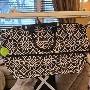 Vera Bradley Black and White Circular Geo Travel Bag